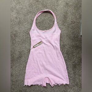 SKIMS Cherry Blossom Logo Pointelle Halter Onesie